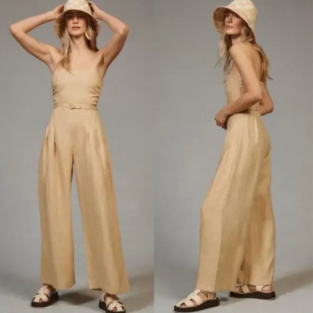 Faithfull the Brand Alegrias Linen Jumpsuit in WHEAT  - NWT